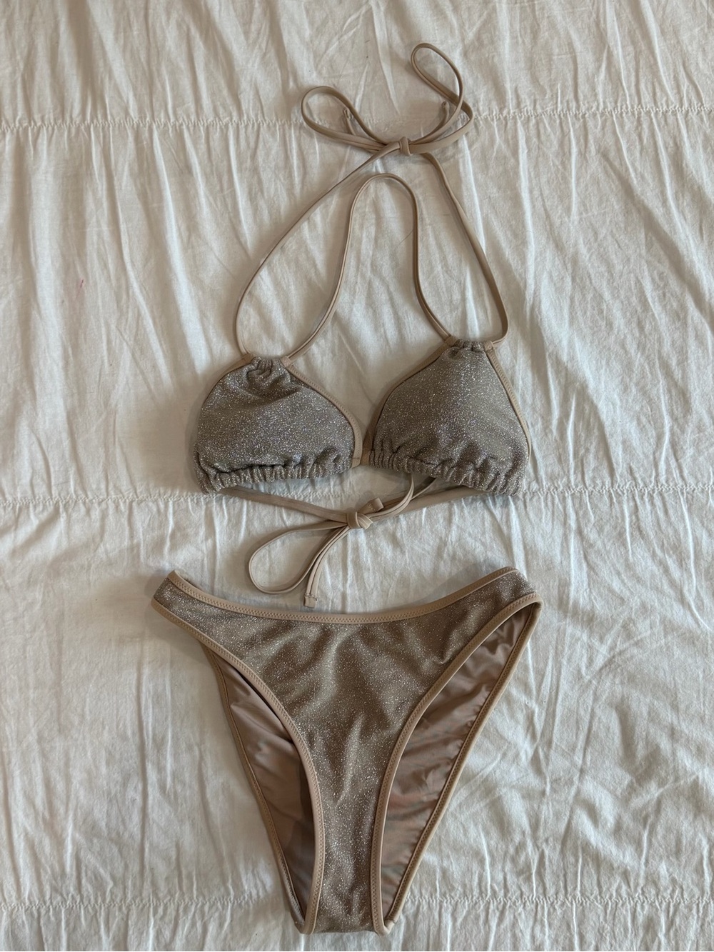 Aerie Gold Shimmer Bikini Set